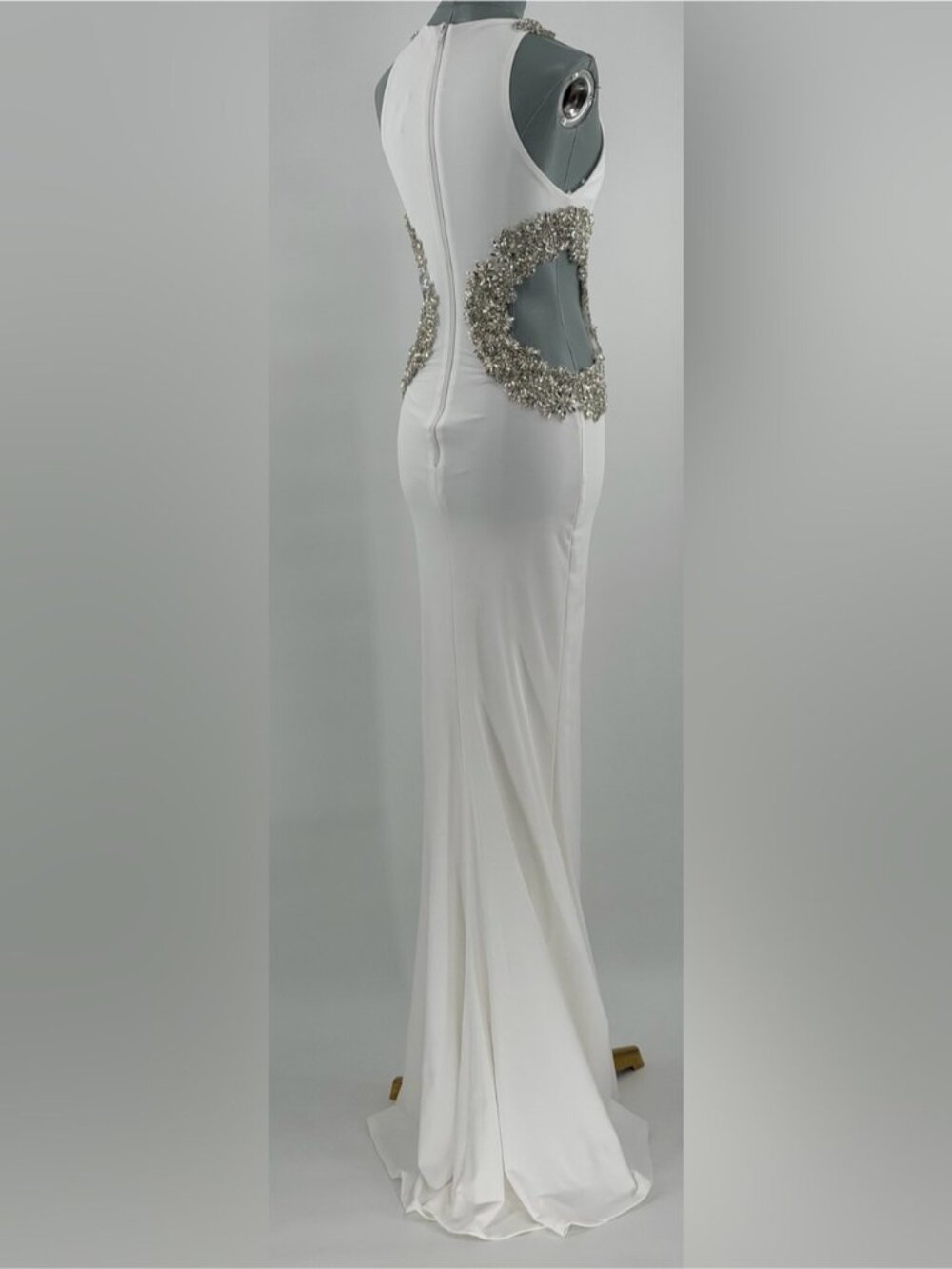 🆕 BRONX & BANCO 🧿 NWOT Camila Rhinestone Cut-Out Gown, White - Sz XS US 2 - Picture 9 of 16
